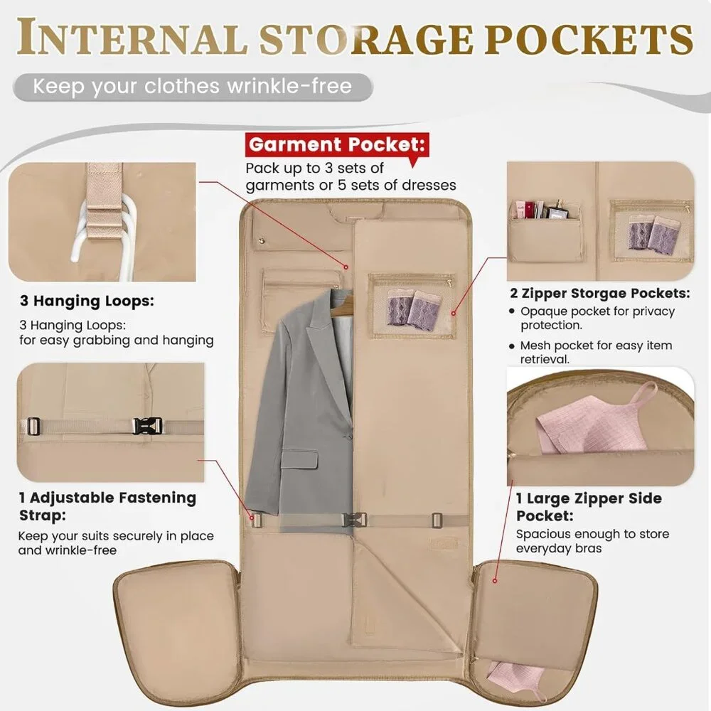 Garment Bags for Travel Women Convertible Garment Duffle Bag for Hanging Clothes - Picture 3 of 7